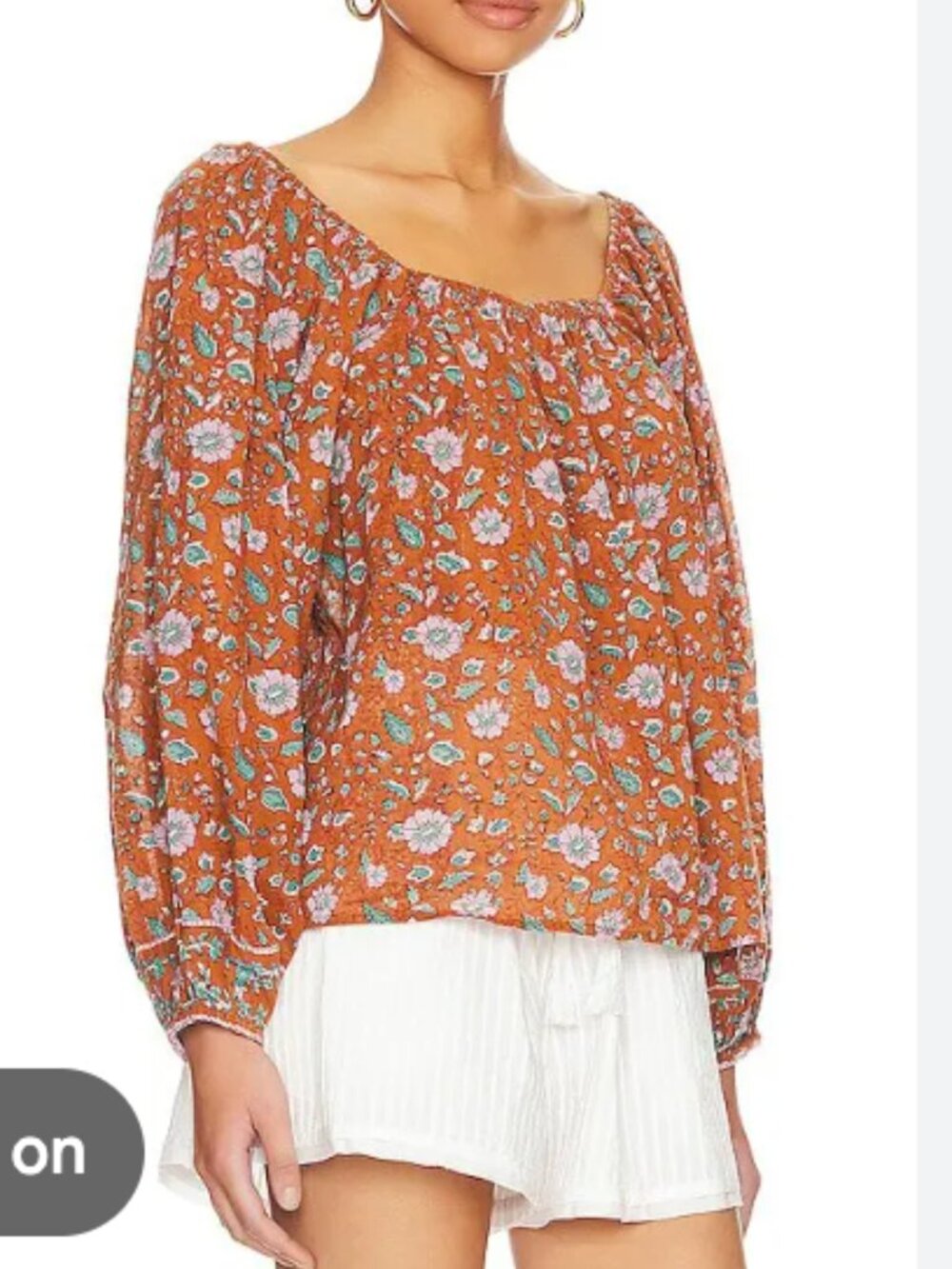 Cleobella Shania Blouse Brick Terracotta Floral orange s small